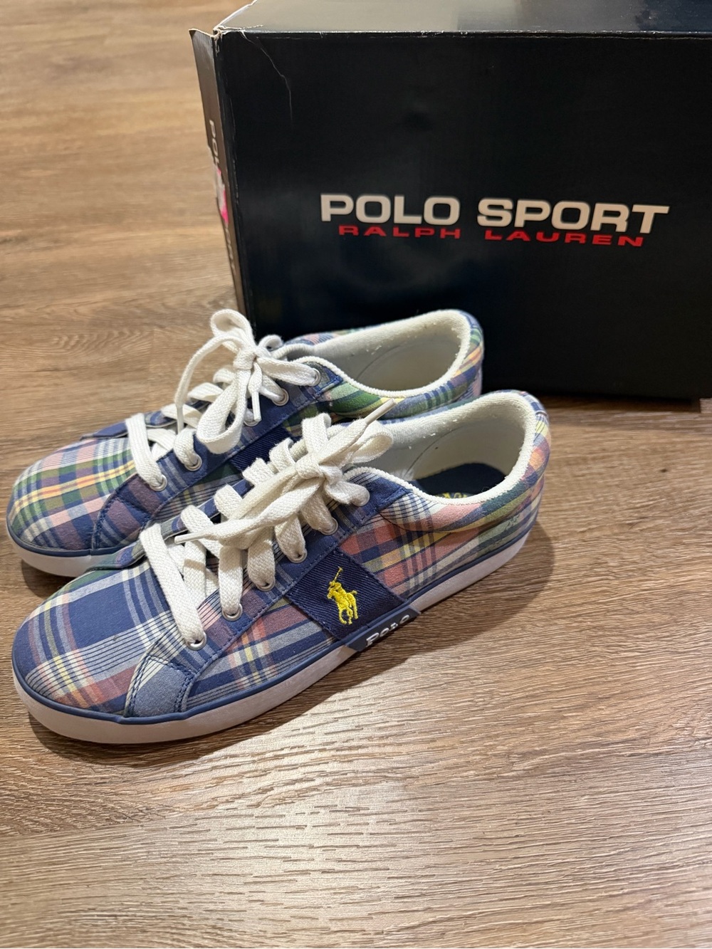 Polo Ralph Lauren Gillian Vintage BL Madras Plaid Sneakers Men’s 10B Narrow